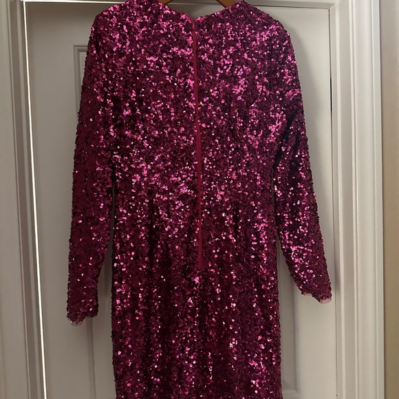 Rachel Parcell - Sequin Long Sleeve Dress - Size L - Color Hot Pink - NWT - Picture 3 of 5